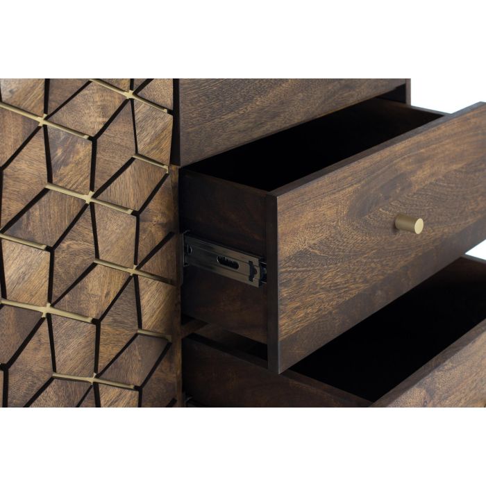 Giner Y Colomer Aparador de Madera de Mango y Metal, 145 cm, Nogal Dorado, 3 Cajones, Ref: Dora2 3