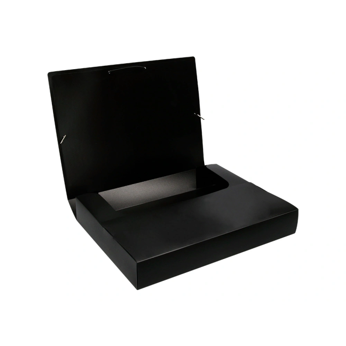 Liderpapel Carpeta Portadocumentos 36905 Polipropileno Din A4 Negra Lomo 50 mm con Cierre de Gomas y 2 Bolsillos para CD 6