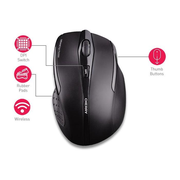 Cherry MW 3000 Ratón Inalámbrico Ergonómico 5 Botones 1000/1750 DPI Negro 4 Cherry MW 3000 Ratón Inalámbrico Ergonómico 5 Botones 1000/1750 DPI Negro 4