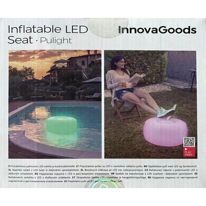 Asiento Hinchable con LED Multicolor y Mando a Distancia Pulight InnovaGoods 1 Asiento Hinchable con LED Multicolor y Mando a Distancia Pulight InnovaGoods 1