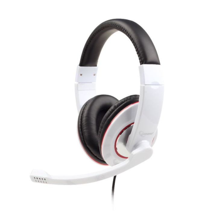 Gembird MHS-001-GW Auriculares Casco de Diadema Alámbricos para Llamadas y Música, Color Blanco Gembird MHS-001-GW Auriculares Casco de Diadema Alámbricos para Llamadas y Música, Color Blanco