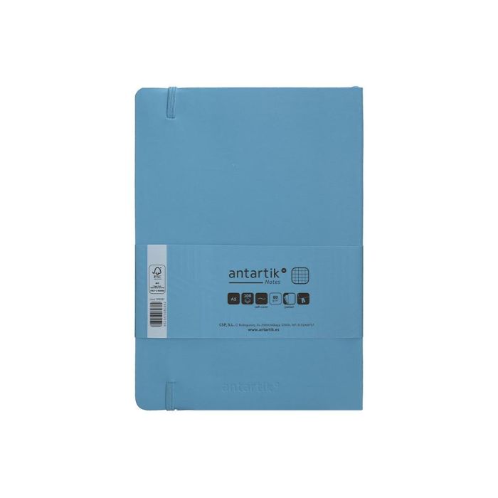 Cuaderno Con Gomilla Antartik Notes Tapa Blanda A5 Hojas Cuadricula Azul Claro 80 Hojas 80 gr Fsc 7