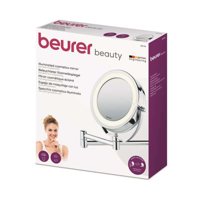 Beurer BS-59 Espejo Cosmético con Luz LED Doble Cara y 5 Aumentos para Mesa o Pared 2
