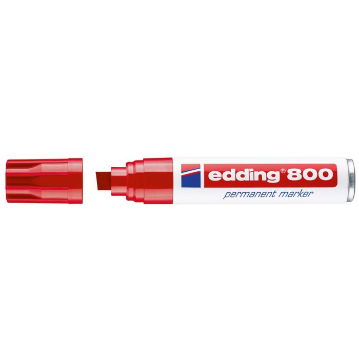 Rotulador Edding Marcador Permanente 800 Rojo Punta Biselada 12 mm Recargable 5 unidades 1