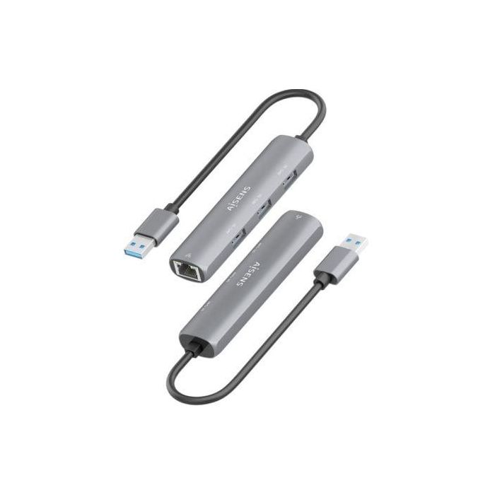 Hub USB Aisens ASUC-4P034-GR/ 3xUSB/ 1xRJ45/ Gris 2