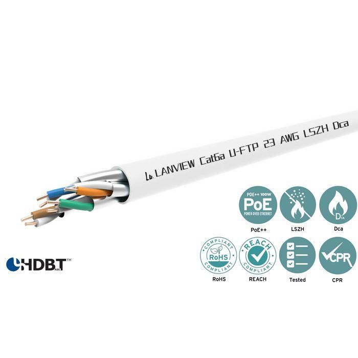 Lanview Cable de Red Ethernet Cat6a U-FTP HDBaseT 4x2xAWG23 LSZH Dca Blanco 305m para 4K Video y Datos en Ambientes Ruidosos 3
