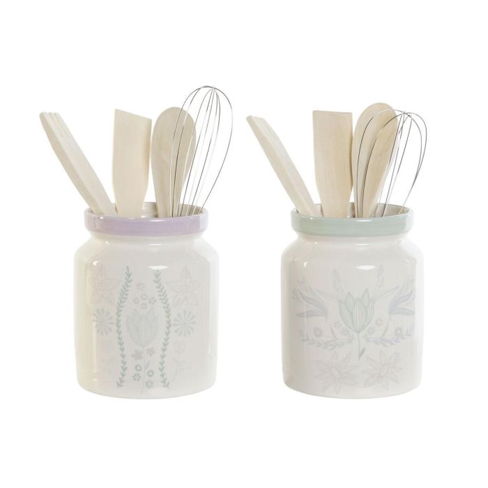 DKD Home Decor Bote Utensilios Scandi Set 5 uds Dolomite Verde Lila 1 L Apto Lavavajillas 12x25x12 cm DKD Home Decor Bote Utensilios Scandi Set 5 uds Dolomite Verde Lila 1 L Apto Lavavajillas 12x25x12 cm