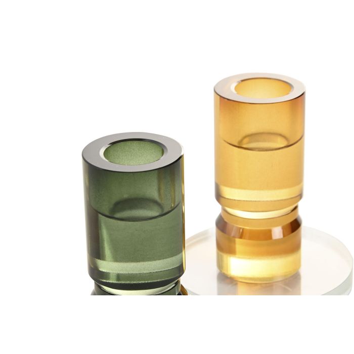 Candelabro Moderno DKD Home Decor Verde Mostaza 8.5 x 10 x 8.5 cm (4 Unidades) 1