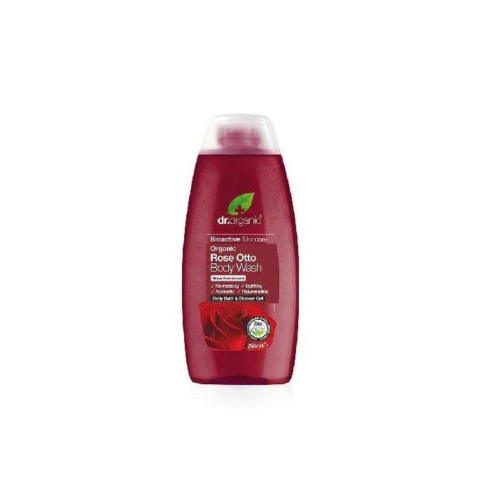 DR. ORGANIC Gel de Ducha Rosa de Damasco 250ml Revitaliza y Suaviza Piel, Apto para Veganos