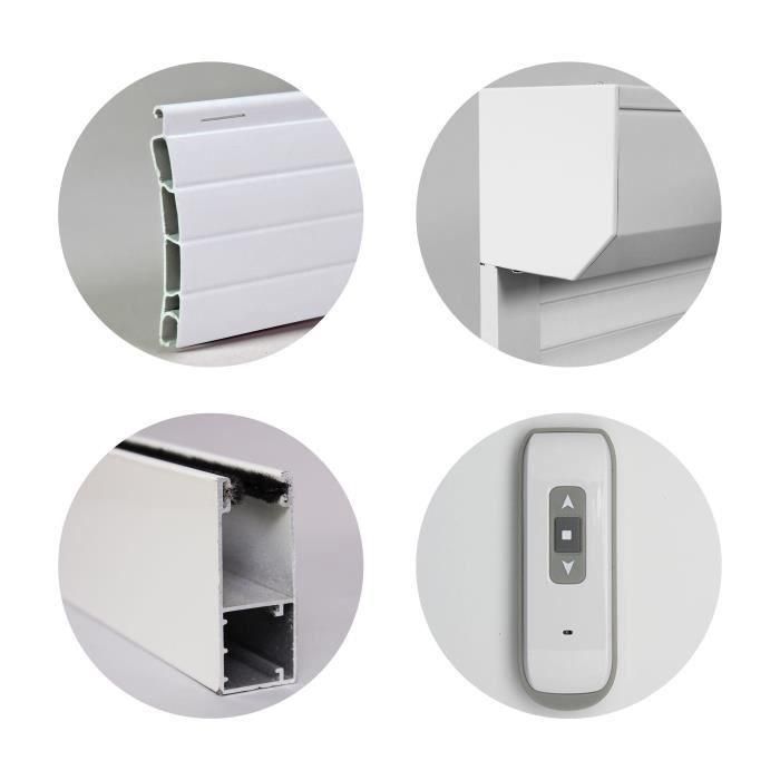Persiana enrollable de PVC doble pared motorizada radioeléctrica 1.55 x 1.2 m Blanca, con cajuela y correderas de aluminio termolacado 3 Persiana enrollable de PVC doble pared motorizada radioeléctrica 1.55 x 1.2 m Blanca, con cajuela y correderas de aluminio termolacado 3