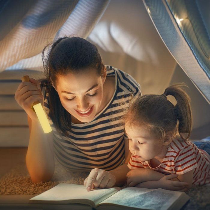 Edm Lámpara de Pared Recargable LED 1W 60lm 3000K con Imán, Apariencia Madera, USB 5