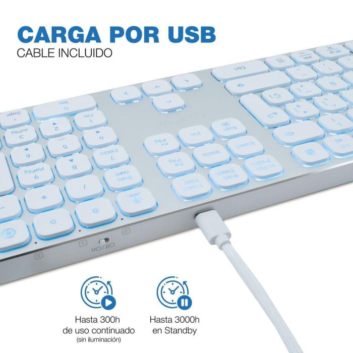 Coolbox Teclado Inalambrico Retroiluminado Moonlight Key B431 Bluetooth 5.1 + RF 2.4GHz Aluminio 10