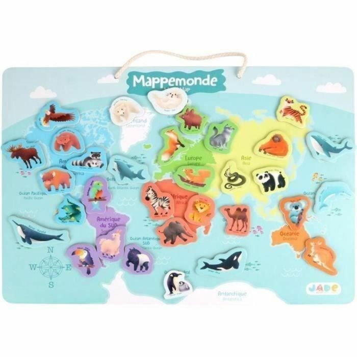 JADE JA3301040335259 Tablero Magnético de Continentes, Juego Educativo con 30 Animales, Madera FSC, 40x30 cm, para +3 Años 0 JADE JA3301040335259 Tablero Magnético de Continentes, Juego Educativo con 30 Animales, Madera FSC, 40x30 cm, para +3 Años 0