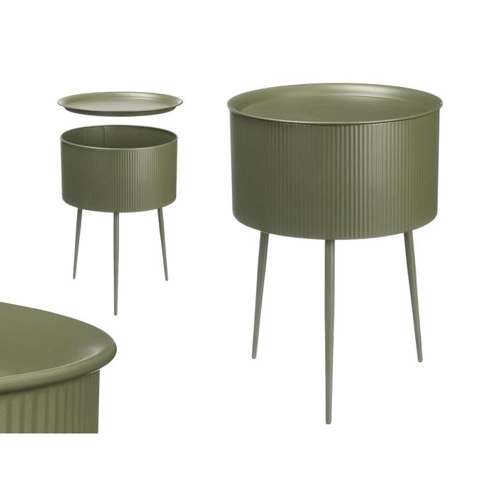 Mesa Auxiliar Redonda Base Verde Giftdecor 39x56x39cm Mesa Auxiliar Redonda Base Verde Giftdecor 39x56x39cm