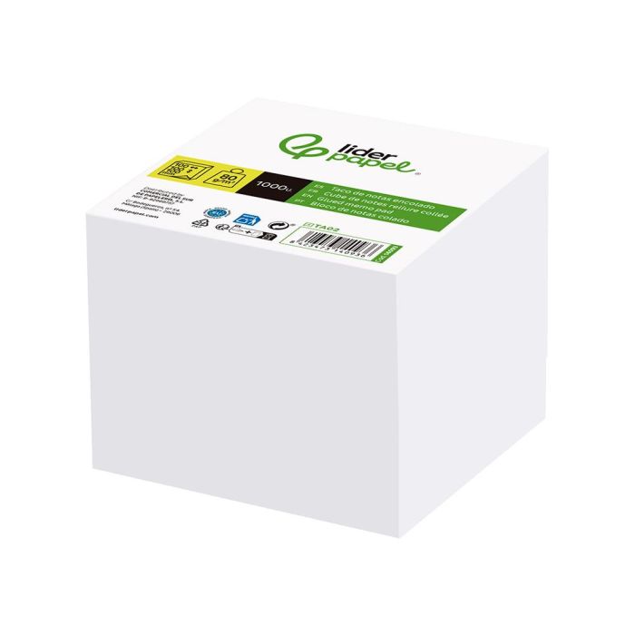 Taco Papel Liderpapel Encolado Blanco 1000 Hojas 100x100x100 mm 80 gr 2 Taco Papel Liderpapel Encolado Blanco 1000 Hojas 100x100x100 mm 80 gr 2
