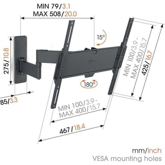 Soporte de pared para TV - VOGEL'S - TVM 1443 Full-Motion+ Medium, 2 brazos, 32-65 2