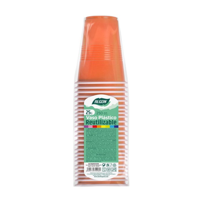 Set de 25 vasos bicolor naranja y blanco 250 ml Algon (24 Cajas) 1 Set de 25 vasos bicolor naranja y blanco 250 ml Algon (24 Cajas) 1