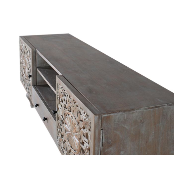 Giner y Colomer Mueble Televisor Madera Mango 150 cm Gris Decapé 5