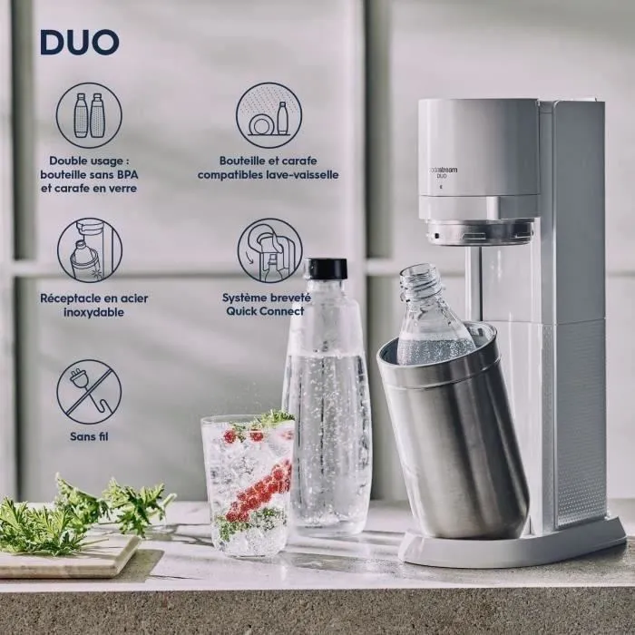 Sodastream DUOBICB - Máquina de Agua con Gas DUO Blanca Pack 4 Botellas (2 decantadores DUO + 2 Fusible LV) 3