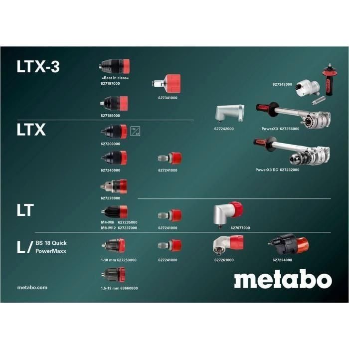 Metabo BS 18 LTX BL QI Taladro Atornillador de Batería 18V, incluye maletín MetaBOX 145 L 4 Metabo BS 18 LTX BL QI Taladro Atornillador de Batería 18V, incluye maletín MetaBOX 145 L 4