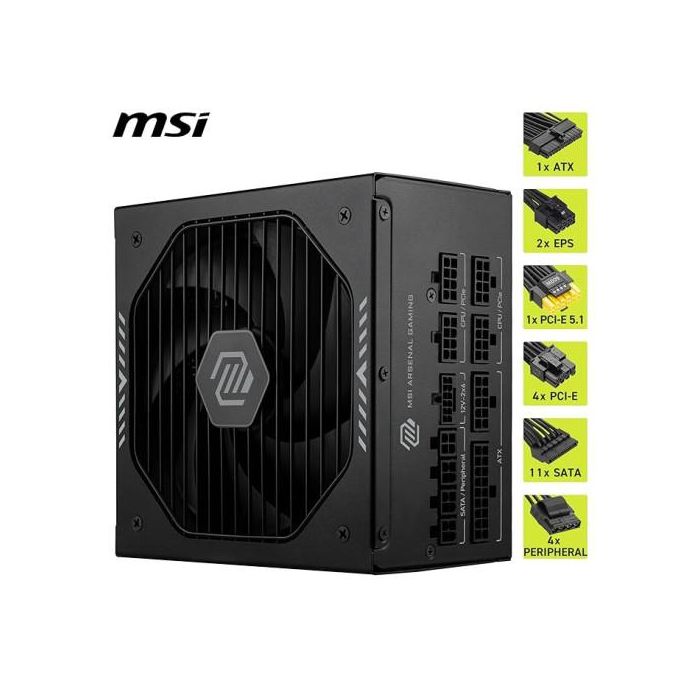 MSI MAG A1000GLS 306-7ZP1B21-CE0 Fuente de Alimentación PCIE5 1000W 80 Plus Gold Modular ATX 0 MSI MAG A1000GLS 306-7ZP1B21-CE0 Fuente de Alimentación PCIE5 1000W 80 Plus Gold Modular ATX 0