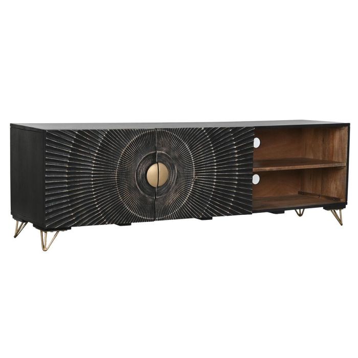 Mueble Tv Colonial DKD Home Decor Negro Dorado 40 x 50 x 160 cm