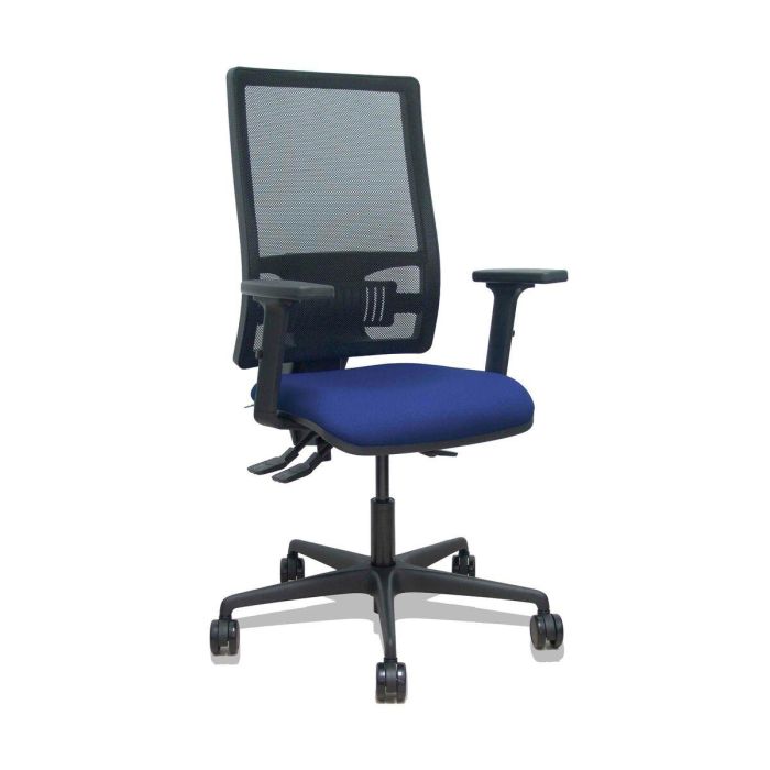 PIQUERAS Y CRESPO Silla Bormate asincro malla negra asiento bali azul marino brazos 2D ruedas 65mm PIQUERAS Y CRESPO Silla Bormate asincro malla negra asiento bali azul marino brazos 2D ruedas 65mm