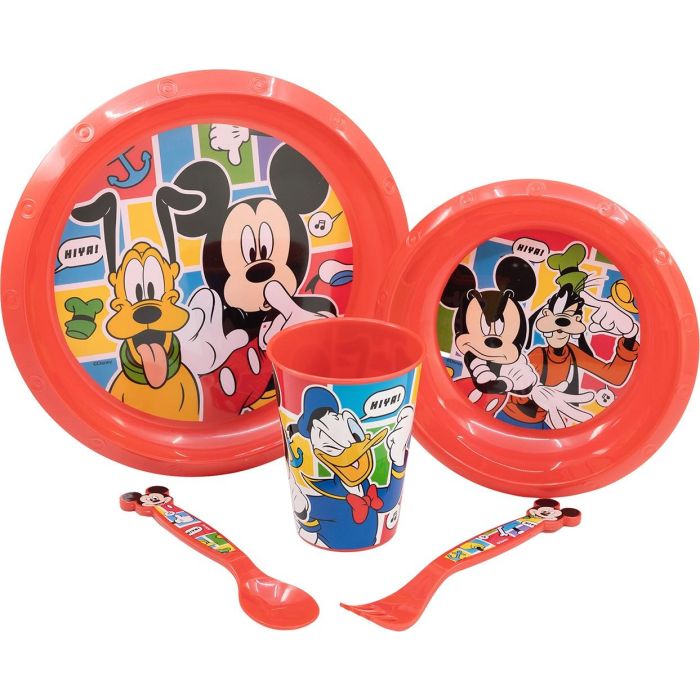 Disney Set de Comida Infantil Mickey Mouse 5 Piezas Plástico Libre BPA Apto +4 Años CZ11311 3