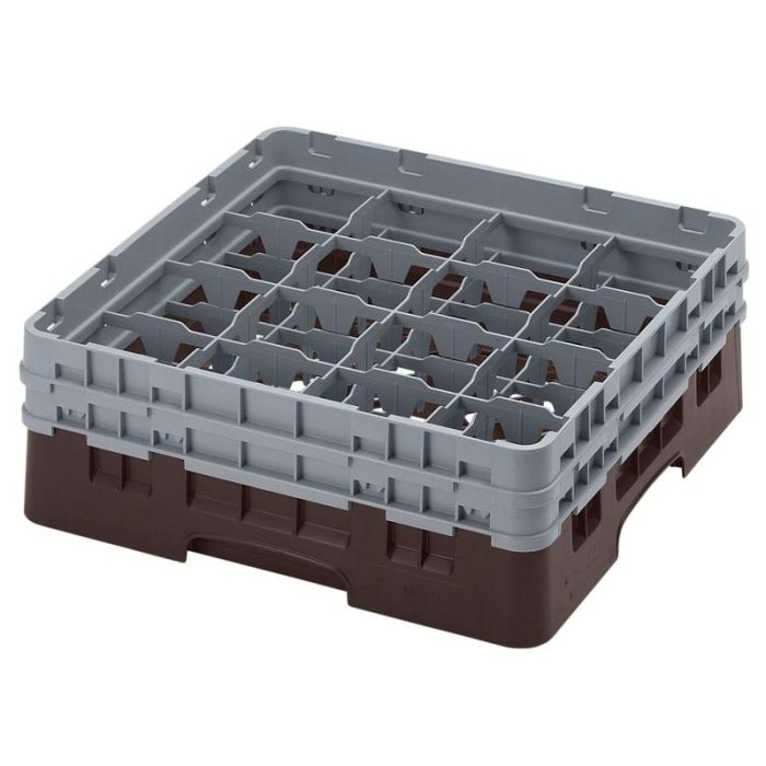 CAMBRO - 16S434-167 - Cesta de lavado 16 comp. 2 alturas - 10,9 cm Ø máx. - alt. máx. 13,5 cm - 50 x 50 x 18,4 cm - Castaño