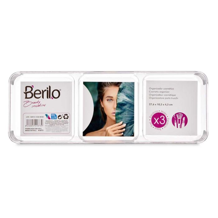 Bandeja Organizadora Multiusos 3 Huecos Berilo 27.5x4x10 cm - Transparente (48 Unidades) 2 Bandeja Organizadora Multiusos 3 Huecos Berilo 27.5x4x10 cm - Transparente (48 Unidades) 2