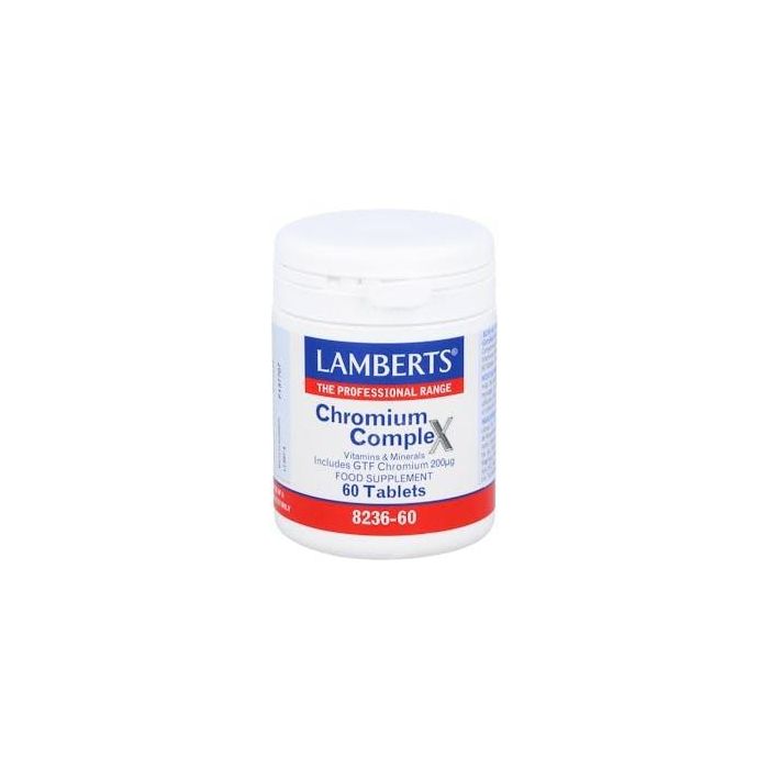 LAMBERTS Cromo Complex Picolinato 60 Comprimidos. Mantiene niveles de glucosa, con Vitaminas C, B1, B3, B6, Magnesio y Zinc