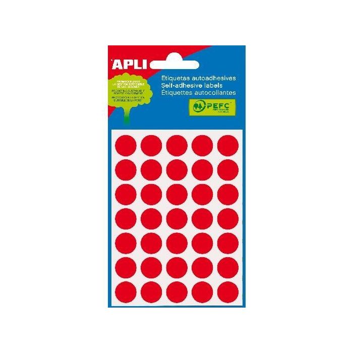Apli Etiquetas Adhesivas Circulares Ø13 mm Escritura Manual 35 X 5H Rojo