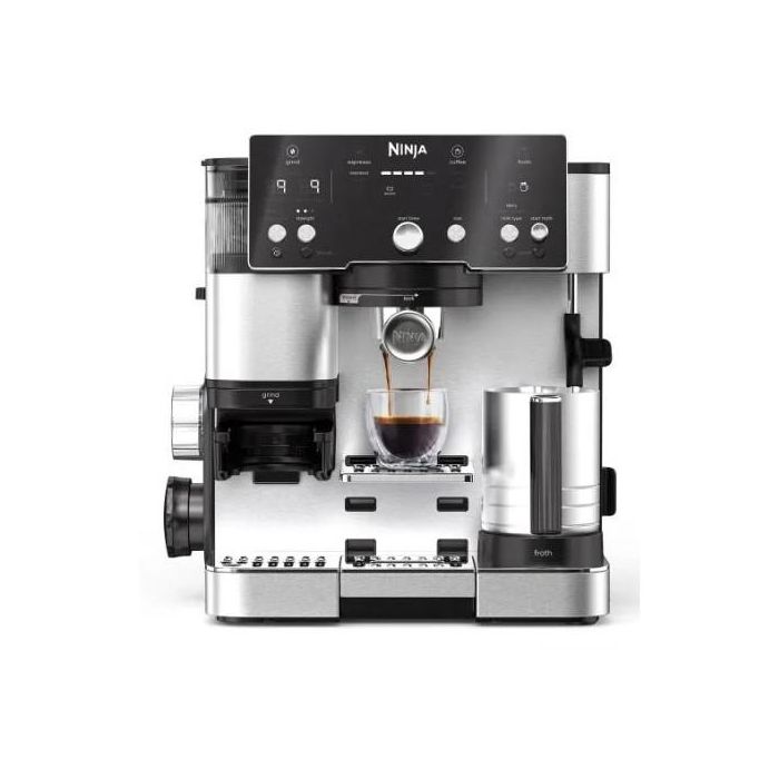 Ninja ES701EU Luxe Café Pro. Cafetera Espresso Semiautomática con Molinillo Integrado 2L Negra/Acero Inoxidable