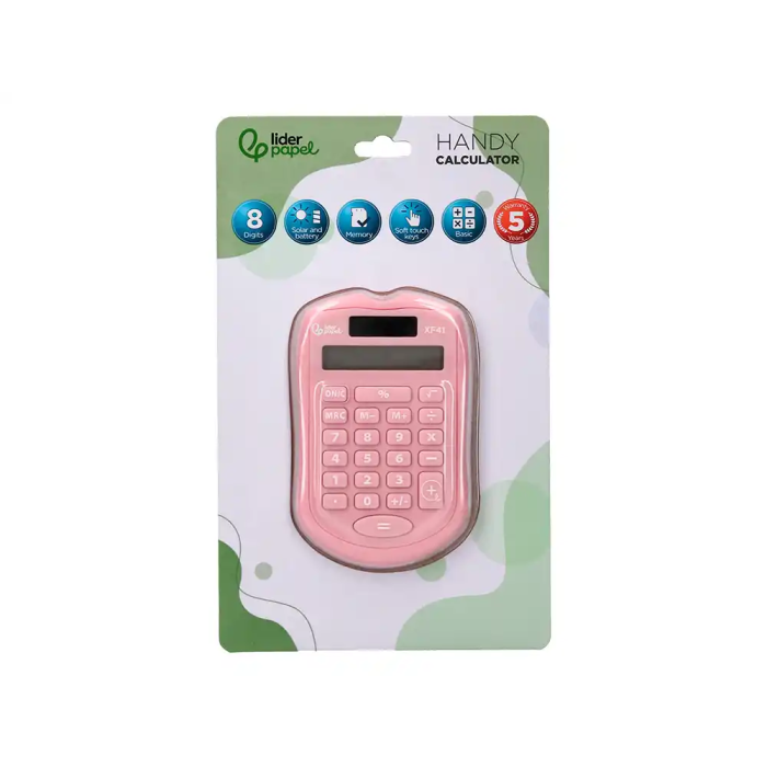 Liderpapel xf41 Calculadora de Bolsillo 8 Dígitos Solar y Pilas Color Rosa 1
