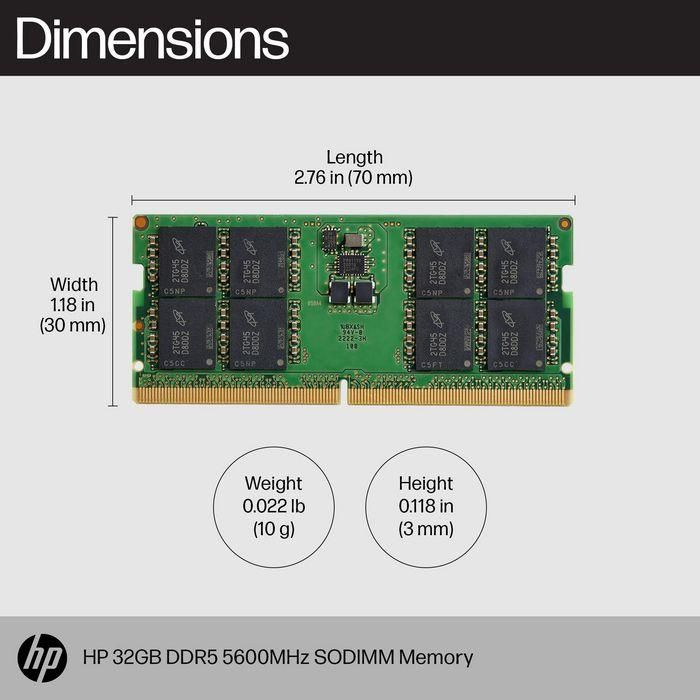 HP Memoria SODIMM DDR5 de 32GB y 5600MHz para portátiles - Amplía tu productividad con velocidad 1