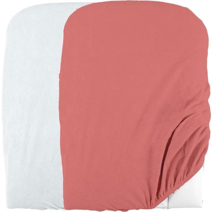 Domiva Juego de 2 fundas para cambiador - 50 x 75 cm - Esponja de polialgodón - Blanco/Terracota Domiva Juego de 2 fundas para cambiador - 50 x 75 cm - Esponja de polialgodón - Blanco/Terracota