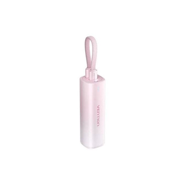 Vention FHWR0 Powerbank 5000mAh 20W Carga Rápida Inalámbrico con Cable USB-C & Lightning Integrado Rosa