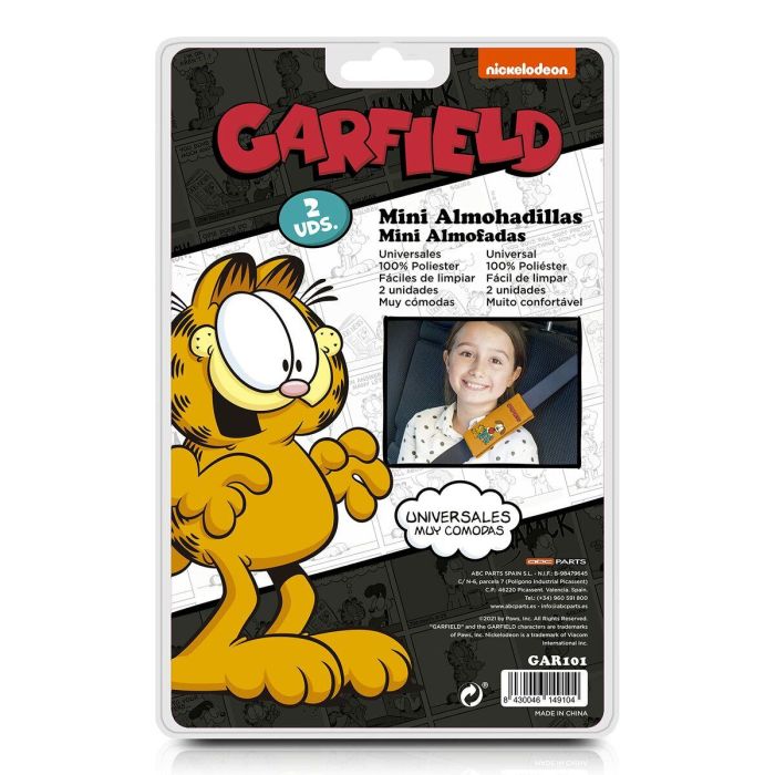 Garfield GAR101 Mini Almohadillas para Cinturón de Seguridad, Juego de 2. Cómodas para Sillas Infantiles, Protección Contra Rozaduras e Incomodidad 1