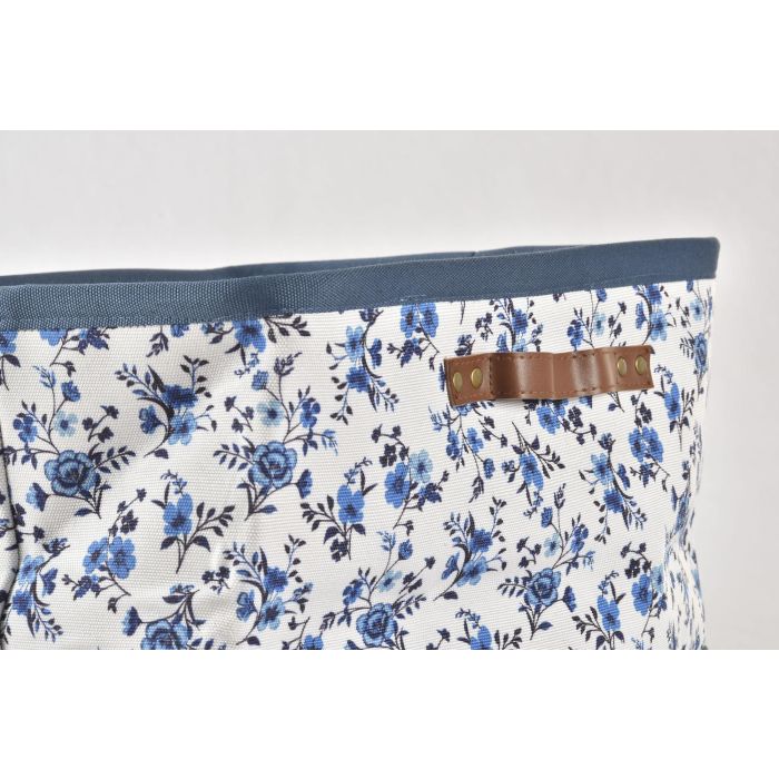 DKD Home Decor Cesta Shabby Poliéster Azul Blanco Colección Indigo 30 x 30 x 40 cm 1