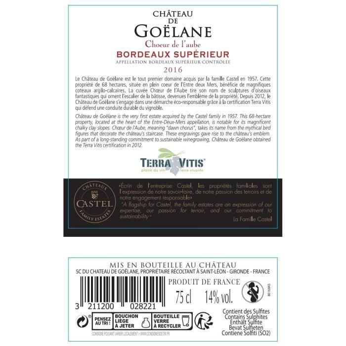 Château de Goëlane 2016 Bordeaux Supérieur - Vino tinto de Burdeos 3