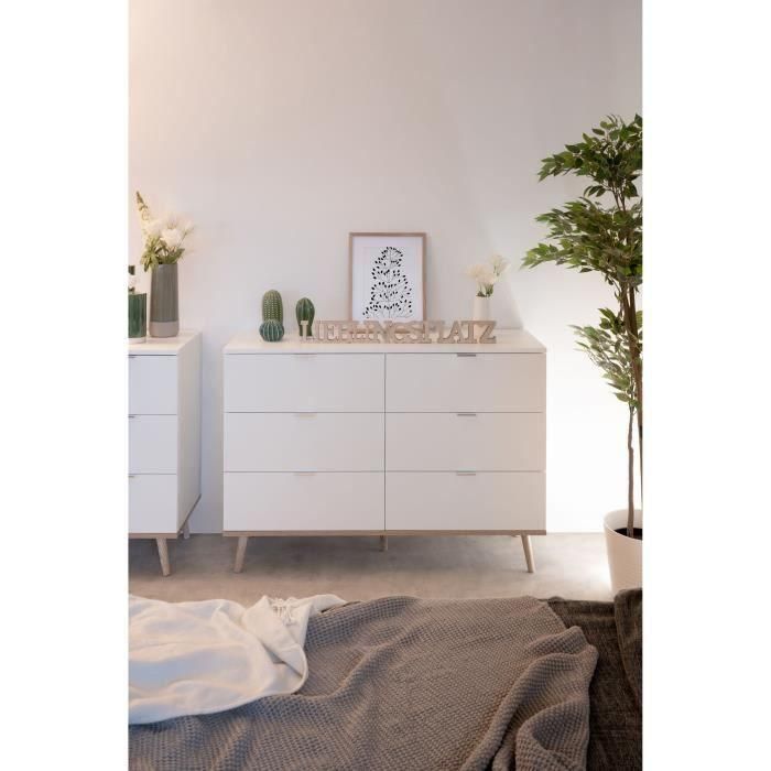 Cómoda Göteborg 6 cajones - Decoración roble sonoma blanco - L 120 x P 40 x H 86,5 cm 1 Cómoda Göteborg 6 cajones - Decoración roble sonoma blanco - L 120 x P 40 x H 86,5 cm 1