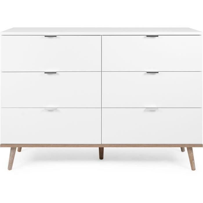 Cómoda Göteborg 6 cajones - Decoración roble sonoma blanco - L 120 x P 40 x H 86,5 cm 2 Cómoda Göteborg 6 cajones - Decoración roble sonoma blanco - L 120 x P 40 x H 86,5 cm 2