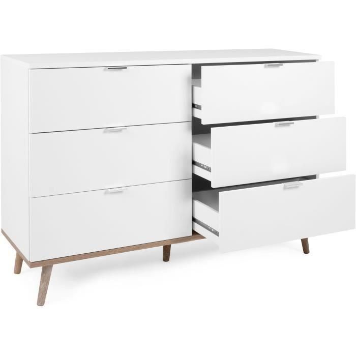 Cómoda Göteborg 6 cajones - Decoración roble sonoma blanco - L 120 x P 40 x H 86,5 cm 3 Cómoda Göteborg 6 cajones - Decoración roble sonoma blanco - L 120 x P 40 x H 86,5 cm 3