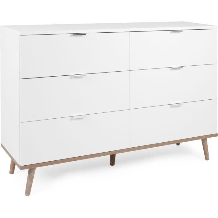 Cómoda Göteborg 6 cajones - Decoración roble sonoma blanco - L 120 x P 40 x H 86,5 cm 0 Cómoda Göteborg 6 cajones - Decoración roble sonoma blanco - L 120 x P 40 x H 86,5 cm 0