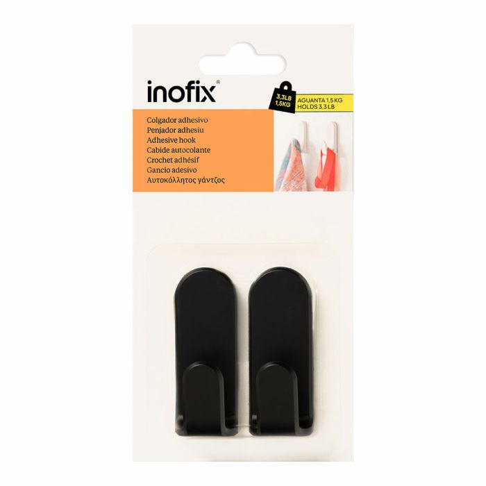 Colgador Inofix taga Negro 1,5 Kg Adhesivo (2 Unidades) 1