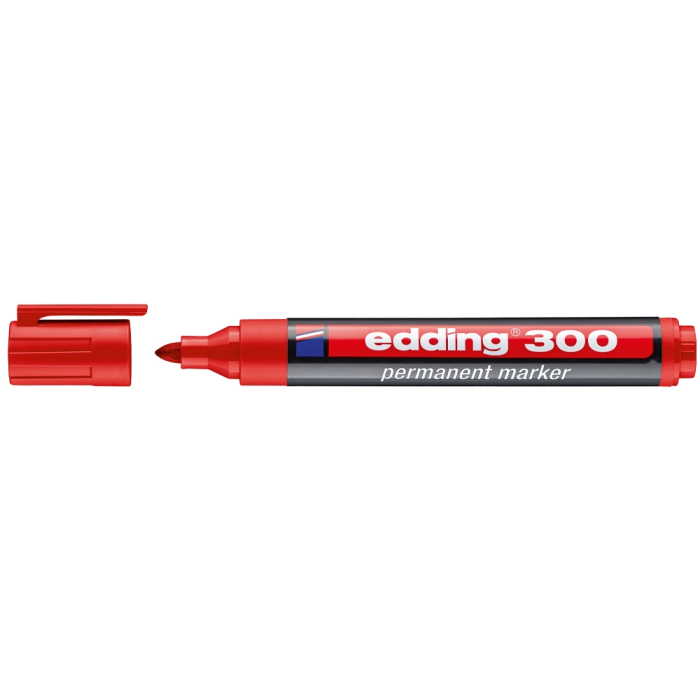 Edding Marcador Permanente 300 Rojo Set de 10 Marcadores para Todo Tipo de Materiales, Trazos 1.5-3mm (Set de 10) 1