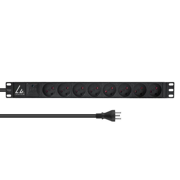 Lanview 19'' rack mount power strip 13A with 8 x danish type K socket Lanview 19'' rack mount power strip 13A with 8 x danish type K socket
