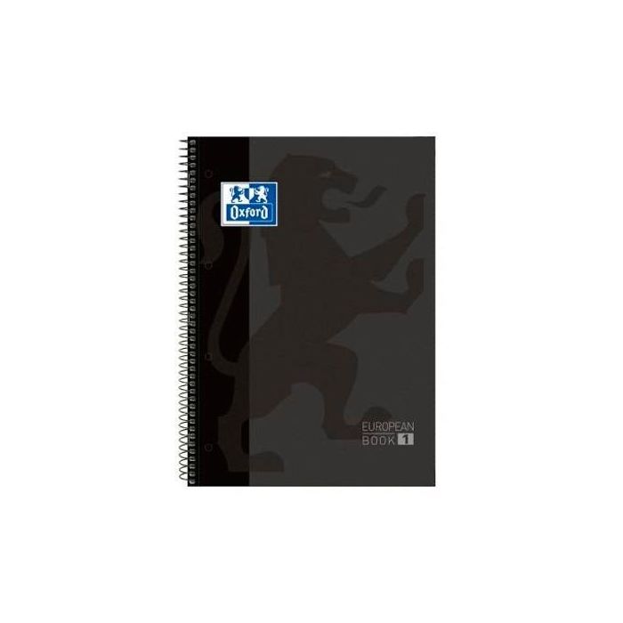 Oxford Cuaderno Classic Europeanbook 1 Write&Erase, A4+, 1 Línea, 80 Hojas, Microperforado, Tapa Extradura Negro (5 Unidades) (5 Unidades)