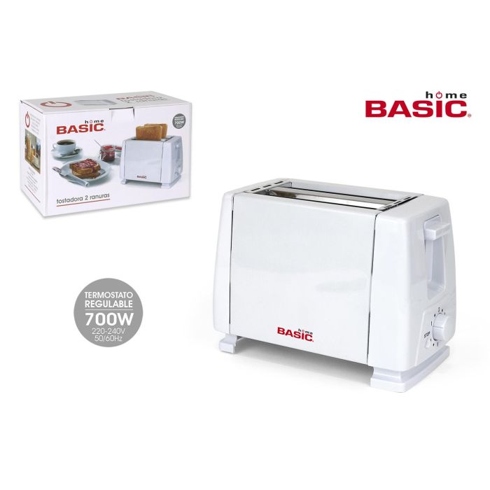 Tostadora Blanca Basic Home 2 Ranuras 700W (4 Unidades) Tostadora Blanca Basic Home 2 Ranuras 700W (4 Unidades)