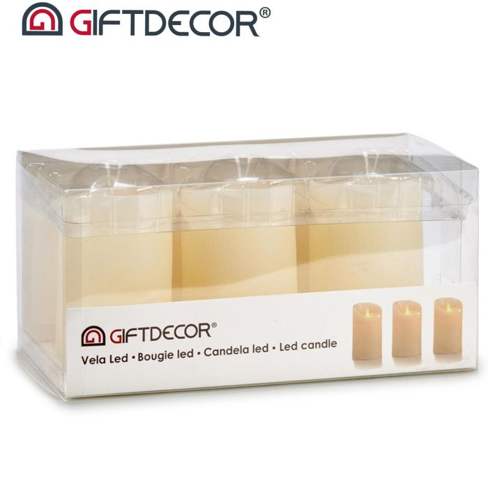 Set 3 Velas Led Llama Oscilante Crema Giftdecor 8x13x8 cm (6 Unidades) 2 Set 3 Velas Led Llama Oscilante Crema Giftdecor 8x13x8 cm (6 Unidades) 2